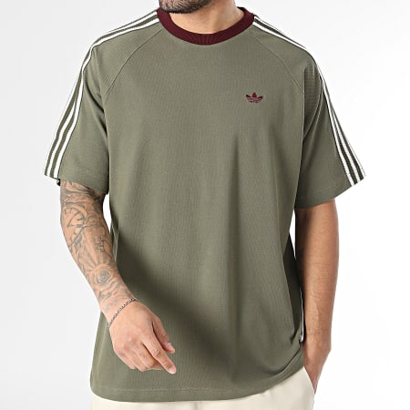 Adidas Originals - Tee Shirt A Bandes Britcore KV4446 Vert Kaki Blanc Bordeaux