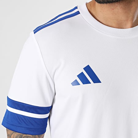 Adidas Sportswear - Ensemble Tee Shirt Et Short Jogging A Bandes SQUA25 Jersey JG5827 JH3409 Blanc Bleu Roi