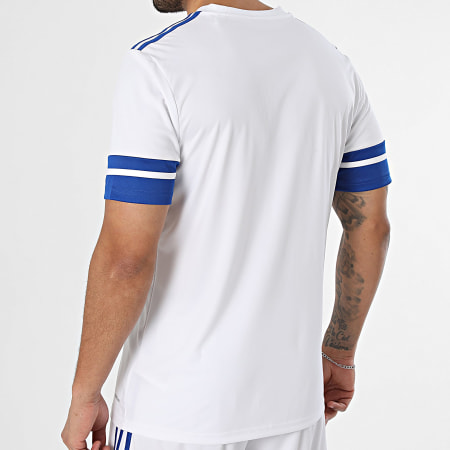 Adidas Sportswear - Ensemble Tee Shirt Et Short Jogging A Bandes SQUA25 Jersey JG5827 JH3409 Blanc Bleu Roi