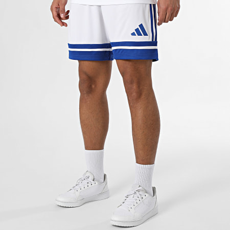 Adidas Sportswear - Ensemble Tee Shirt Et Short Jogging A Bandes SQUA25 Jersey JG5827 JH3409 Blanc Bleu Roi