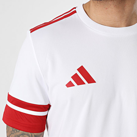 Adidas Sportswear - Ensemble Tee Shirt Et Short Jogging A Bandes SQUA25 Jersey JG5829 JH3404 Blanc Rouge