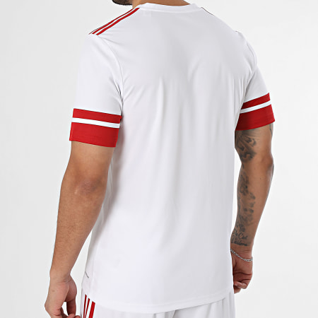 Adidas Sportswear - Ensemble Tee Shirt Et Short Jogging A Bandes SQUA25 Jersey JG5829 JH3404 Blanc Rouge