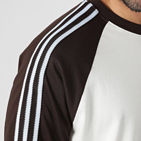Adidas Originals - Tee Shirt Manches Longues A Bandes HZ3829 Beige Clair Marron