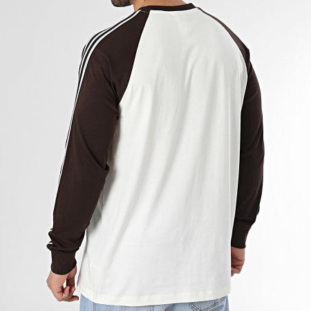 Adidas Originals - Tee Shirt Manches Longues A Bandes HZ3829 Beige Clair Marron