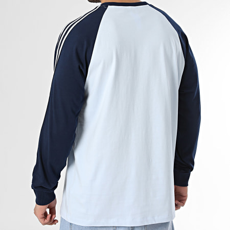 Adidas Originals - Tee Shirt Manches Longues A Bandes KV4447 Bleu Clair Bleu Marine