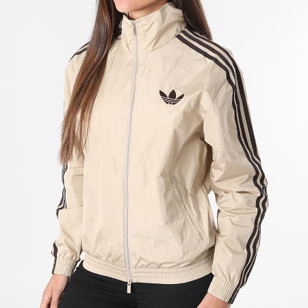 Adidas Originals - Veste Zippée A Bandes Femme KW4530 Beige Noir