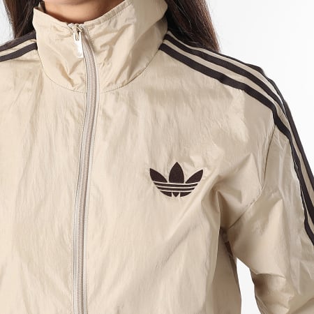 Adidas Originals - Veste Zippée A Bandes Femme KW4530 Beige Noir
