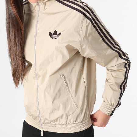 Adidas Originals - Veste Zippée A Bandes Femme KW4530 Beige Noir