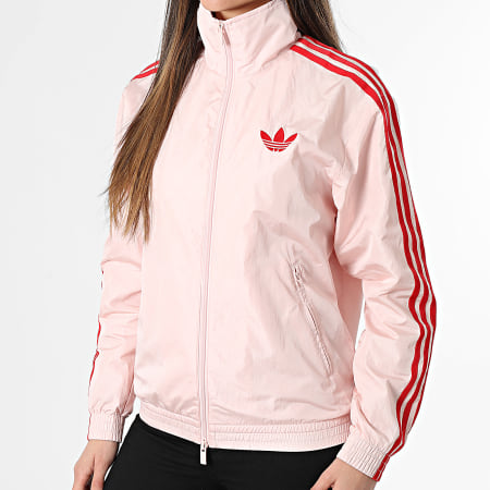 Adidas Originals - Veste Zippée A Bandes Femme KW4531 Rose Rouge