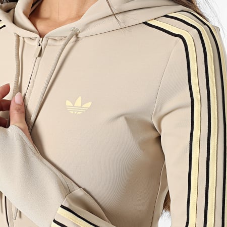 Adidas Originals - Veste Capuche Zippée A Bandes Femme KW4551 Beige