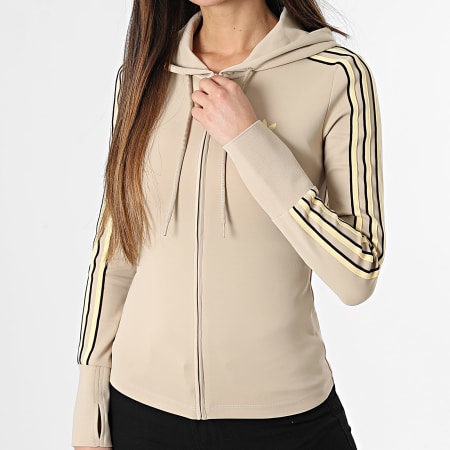 Adidas Originals - Veste Capuche Zippée A Bandes Femme KW4551 Beige