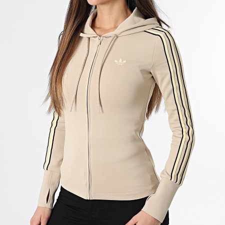 Adidas Originals - Veste Capuche Zippée A Bandes Femme KW4551 Beige