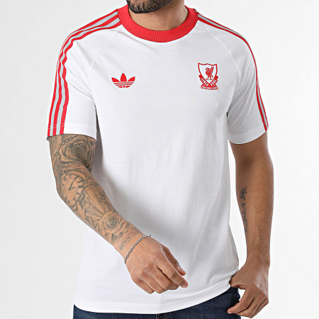 Adidas Originals - Tee Shirt A Bandes Liverpool FC Originals JZ0140 Blanc
