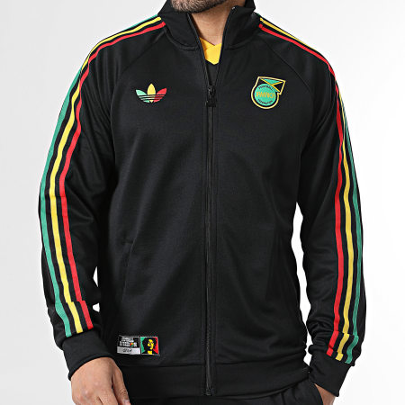 Adidas Originals - Veste Zippée 3 Stripes Jamaïque x Bob Marley Originals JY5225 Noir Jaune Vert Rouge