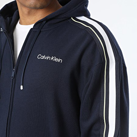 Calvin Klein - Sweat Capuche Zippé A Bandes Logo Tape 6W302 Bleu Marine