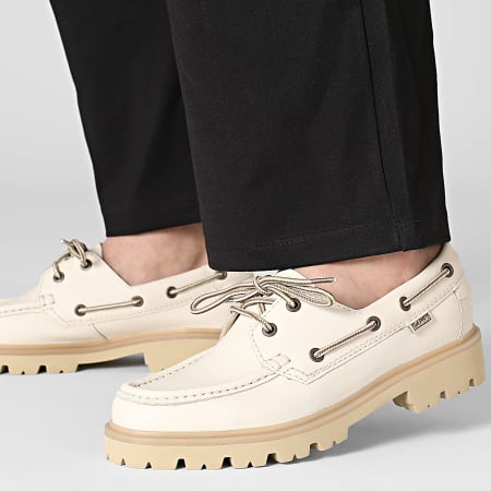Clarks - Chaussures Bateau Cleyhill Boat Cream Leather