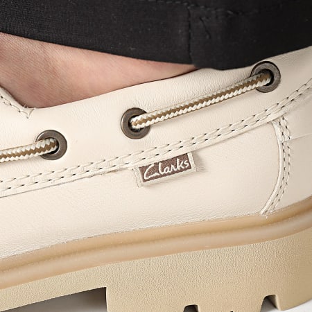Clarks - Chaussures Bateau Cleyhill Boat Cream Leather