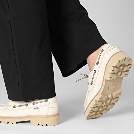 Clarks - Chaussures Bateau Cleyhill Boat Cream Leather