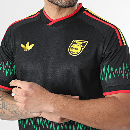 Adidas Originals - Maillot De Foot Officiel Jamaïque Extérieur KD0957 Noir Jaune Rouge Vert