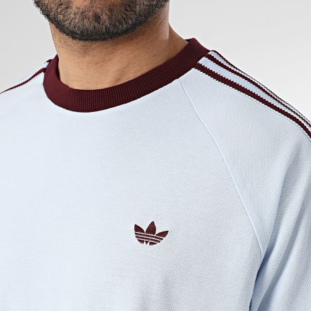 Adidas Originals - Tee Shirt A Bandes Britcore HZ3831 Bleu Clair Bordeaux