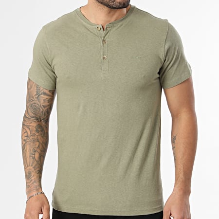Deeluxe - Camiseta con cuello abotonado Ternan 06T1004M Verde Kaki