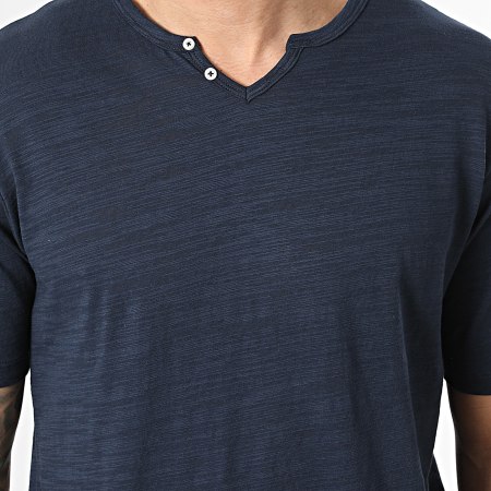 JJ Rebel - Tee Shirt Col V Windom Split Bleu Marine