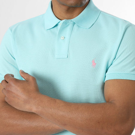Polo Ralph Lauren - Polo Manches Courtes Slim Original Player Bleu Turquoise