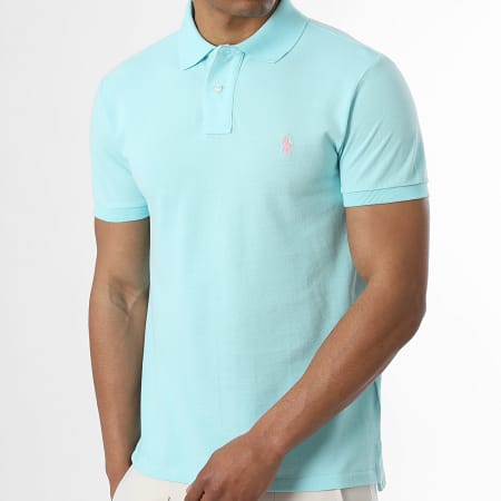 Polo Ralph Lauren - Polo Manches Courtes Slim Original Player Bleu Turquoise