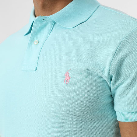 Polo Ralph Lauren - Polo Manches Courtes Slim Original Player Bleu Turquoise
