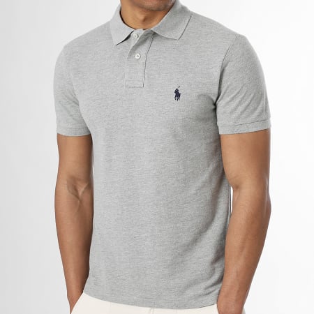 Polo Ralph Lauren - Polo Manga Curta Slim Original Player Cinza Mescla