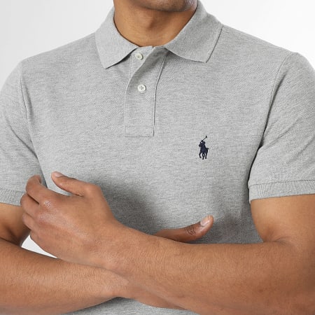 Polo Ralph Lauren - Polo Manga Curta Slim Original Player Cinza Mescla