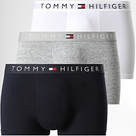 Tommy Hilfiger - Lot De 3 Boxers Stretch Cotton 3908 Bleu Marine Gris Chiné Blanc