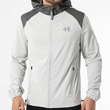 Helvetica - Veste Capuche Zippée A Bandes Powell Gris