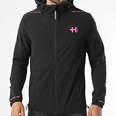 Helvetica - Veste Capuche Zippée Bolt Noir Rose