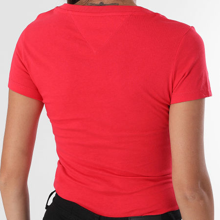 Tommy Jeans - Tee Shirt Col V Femme Slim 0458 Rouge