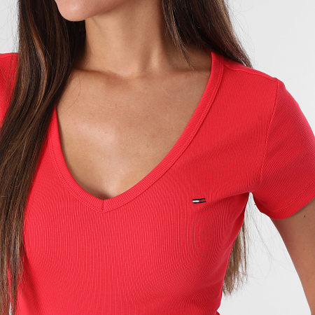 Tommy Jeans - Tee Shirt Slim Femme Essential 7383 Rouge