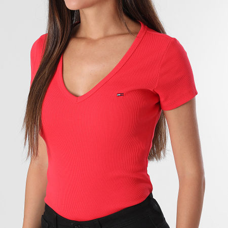 Tommy Jeans - Tee Shirt Slim Femme Essential 7383 Rouge