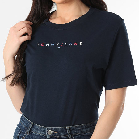 Tommy Jeans - Tee Shirt Relaxed Fit Femme Color Linear 2784 Bleu Marine