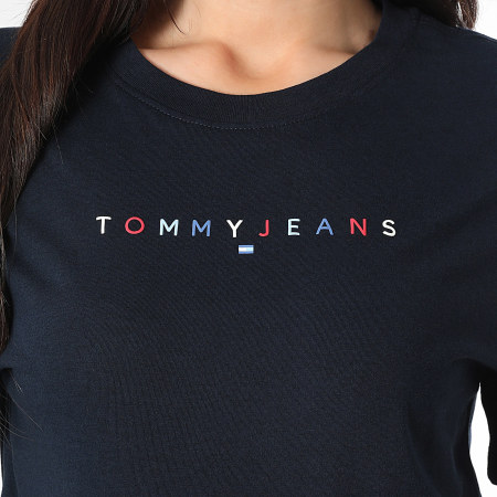 Tommy Jeans - Tee Shirt Relaxed Fit Femme Color Linear 2784 Bleu Marine