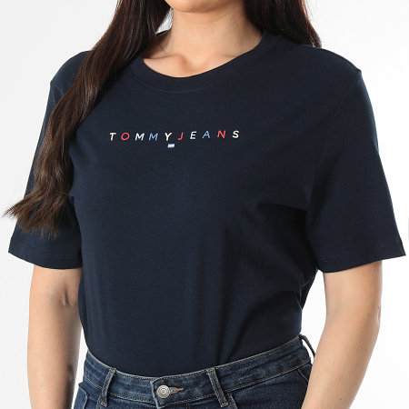 Tommy Jeans - Tee Shirt Relaxed Fit Femme Color Linear 2784 Bleu Marine