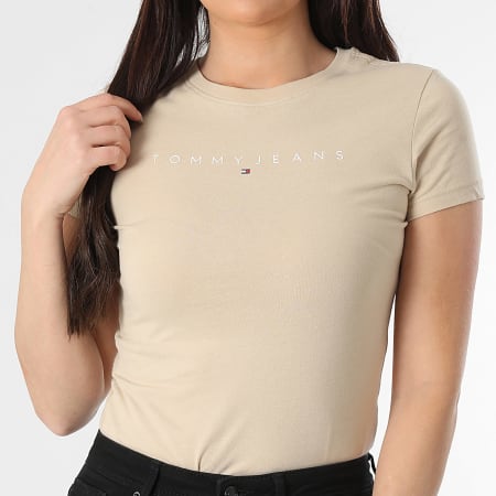 Tommy Jeans - Tee Shirt Femme Slim Linear 8398 Beige