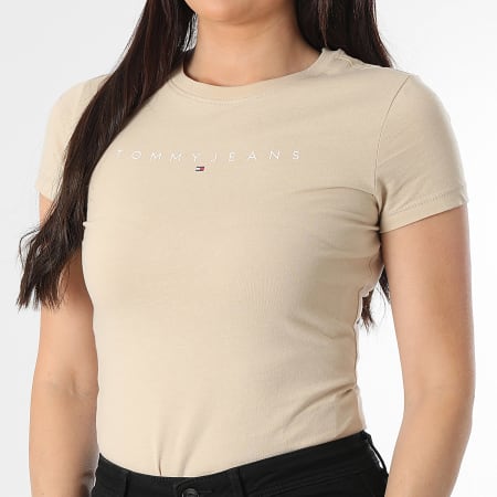 Tommy Jeans - Tee Shirt Femme Slim Linear 8398 Beige