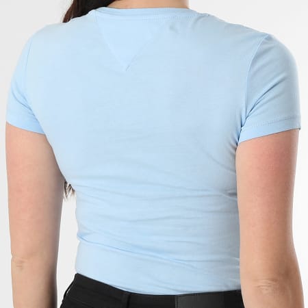 Tommy Jeans - Tee Shirt Femme Slim Linear 8398 Bleu Clair