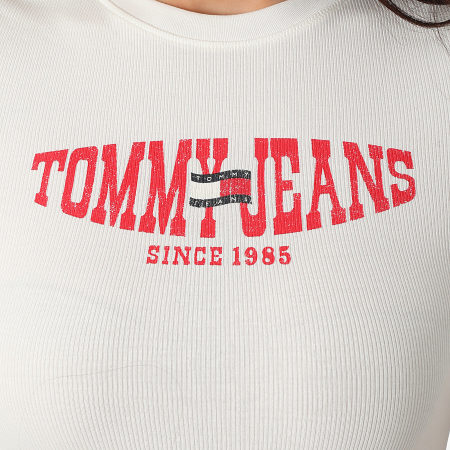 Tommy Jeans - Tee Shirt Rib Femme Slim Wavy Flag 2272 Beige Clair
