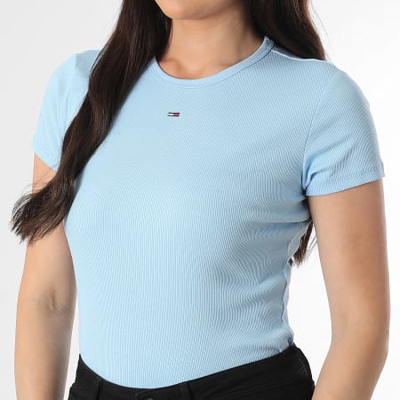 Tommy Jeans - Tee Shirt Slim Femme Essential 7383 Bleu Clair