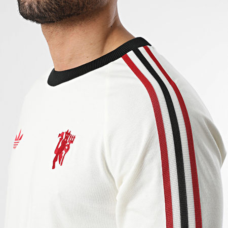 Adidas Originals - Tee Shirt Manches Longues A Bandes Manchester United Originals JZ2235 Beige Clair