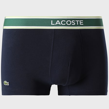 Lacoste - Lot De 3 Boxers Logo Brodé Crocodile Bleu Marine Vert Foncé Vert Clair