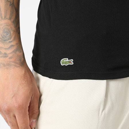 Lacoste - Lot De 3 Tee Shirts Slim Fit Logo Brodé Crocodile Blanc Noir Rose