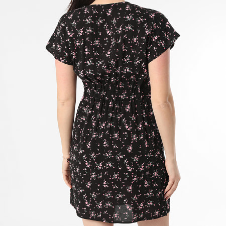 Only - Vestito Scollo a V Maniche Corte Donna Nova Life Macey Nero Rose Floral