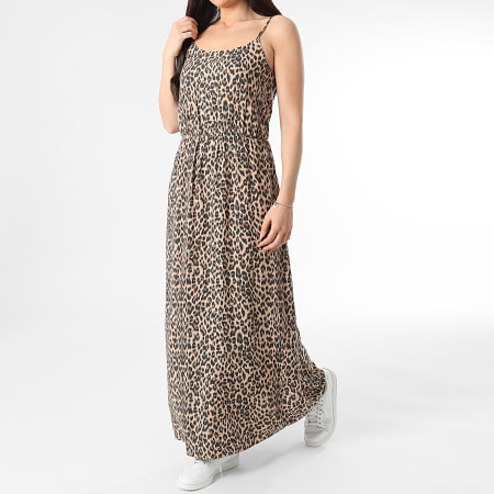 Only - Vestito Lungo Donna Nova Life Beige Nero Leopardo